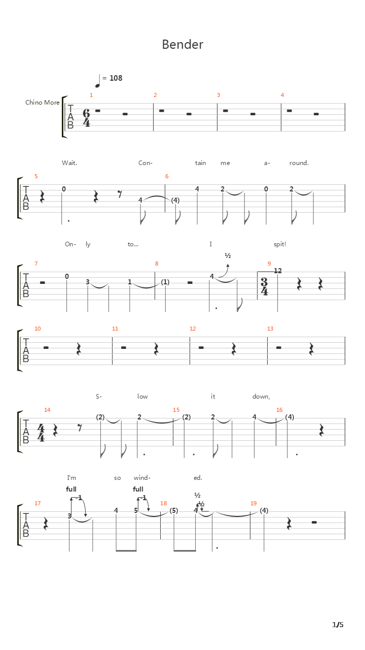 Bender吉他谱