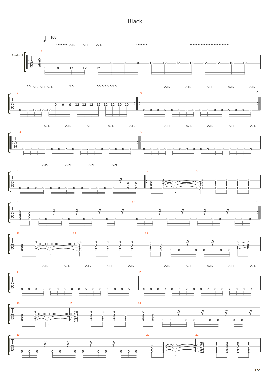 Black吉他谱