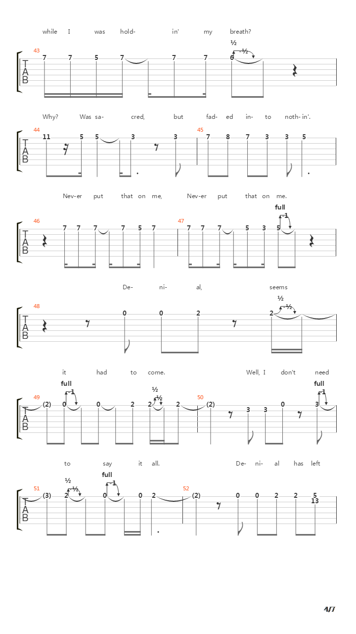 Denial吉他谱
