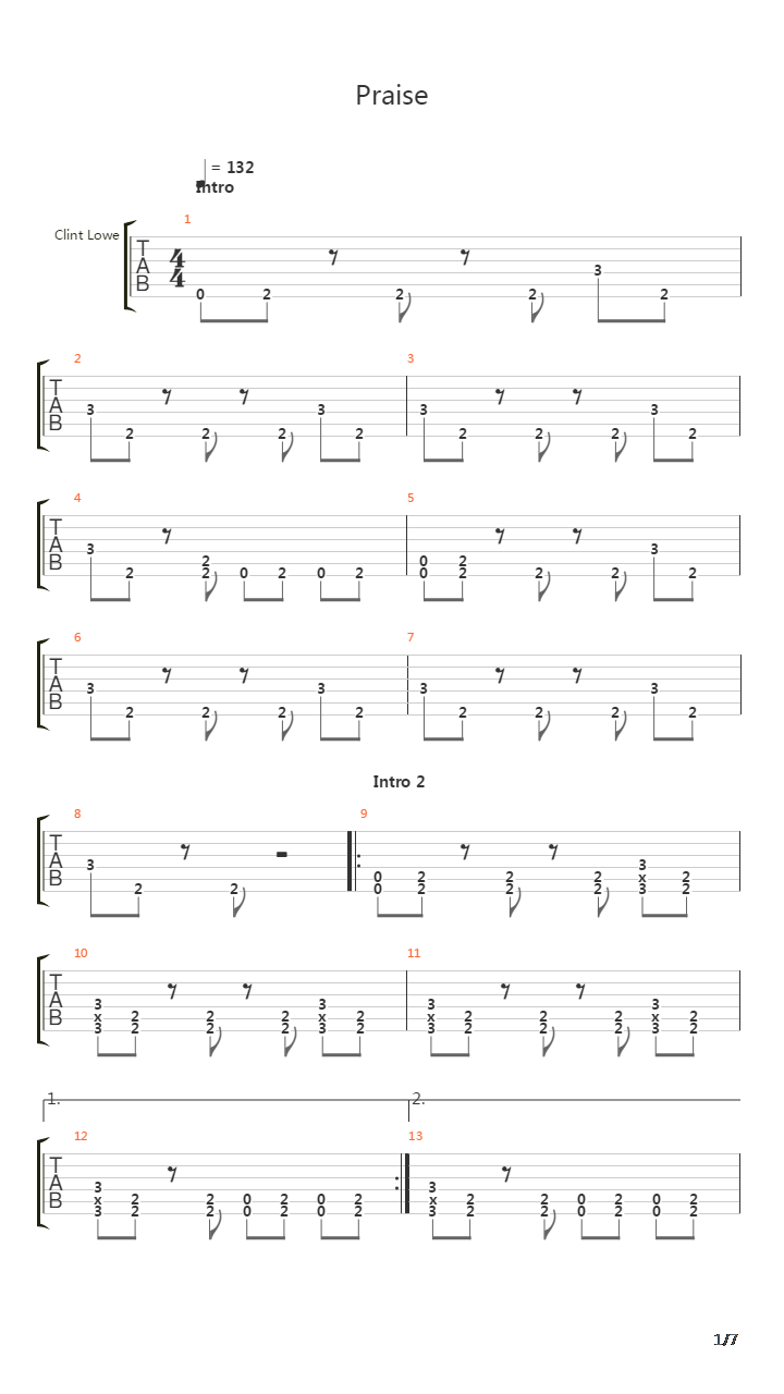 Praise吉他谱