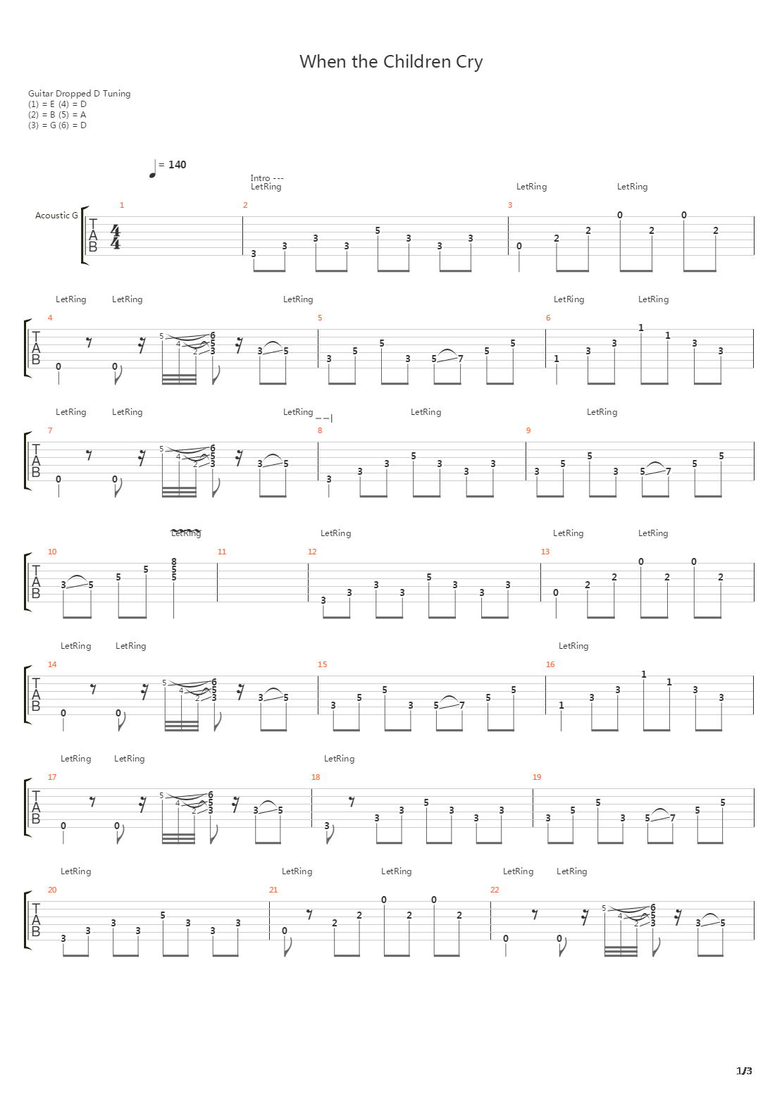 When The Children Cry吉他谱