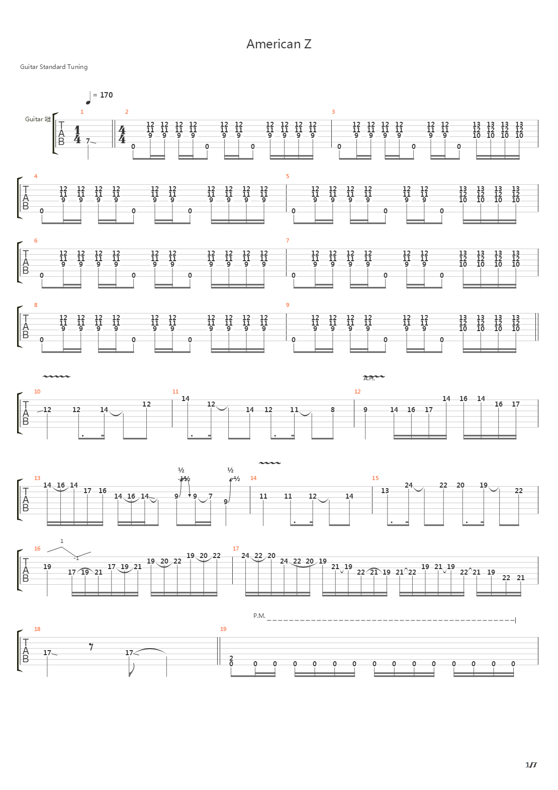 American Z吉他谱