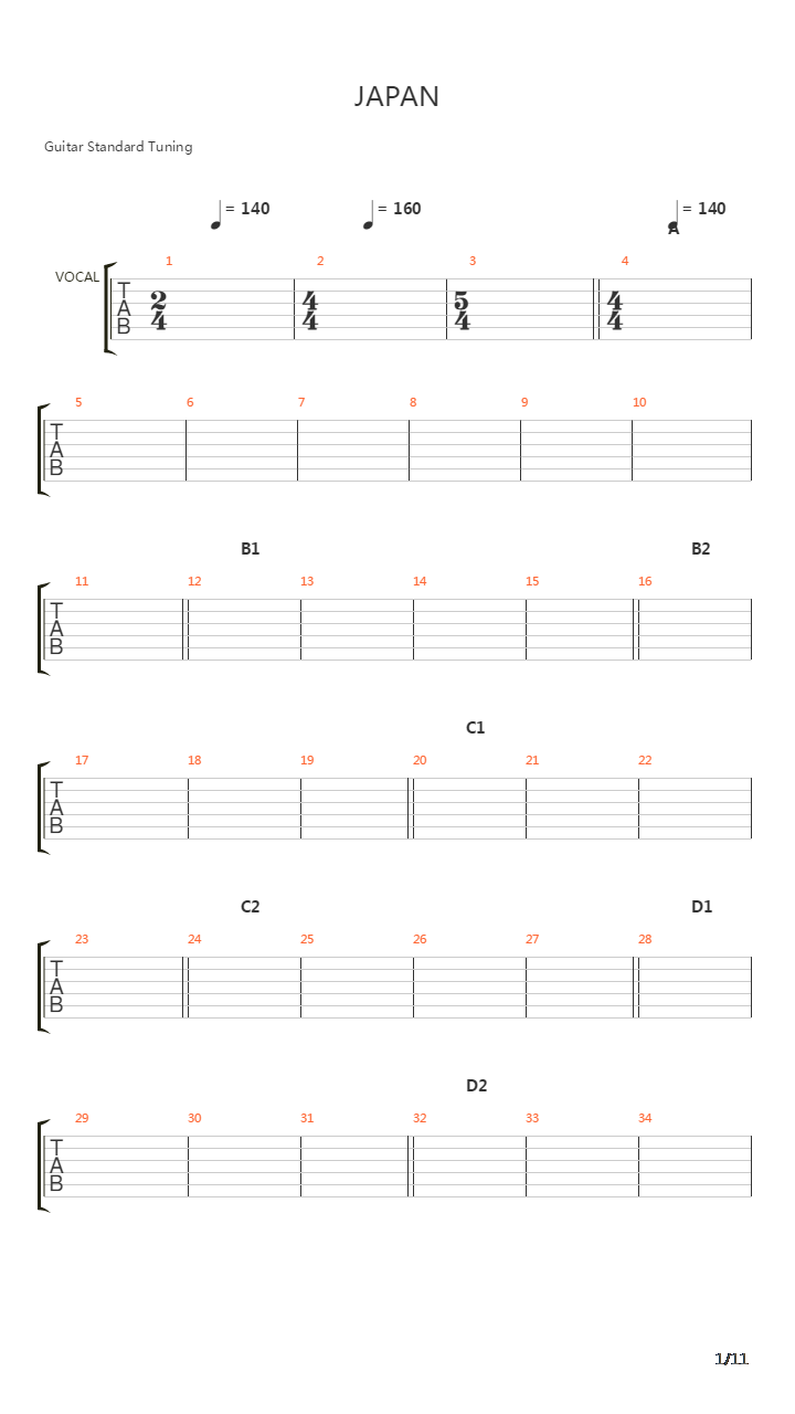 Japan吉他谱