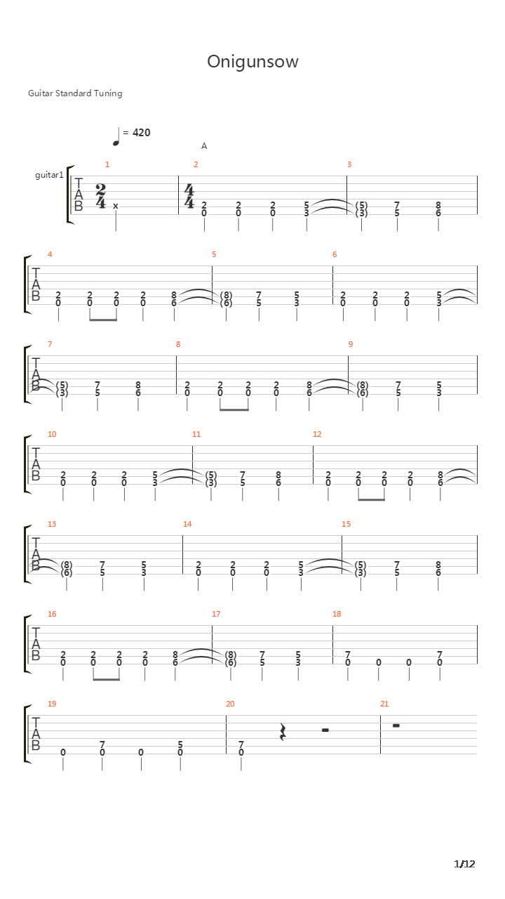 Onigunsow吉他谱