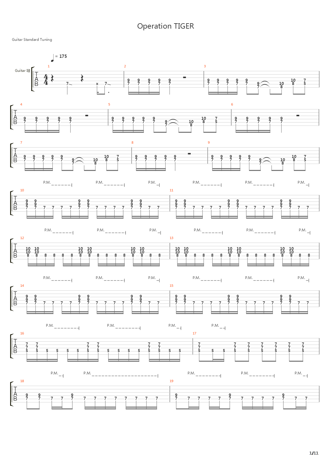 Operation Tiger吉他谱