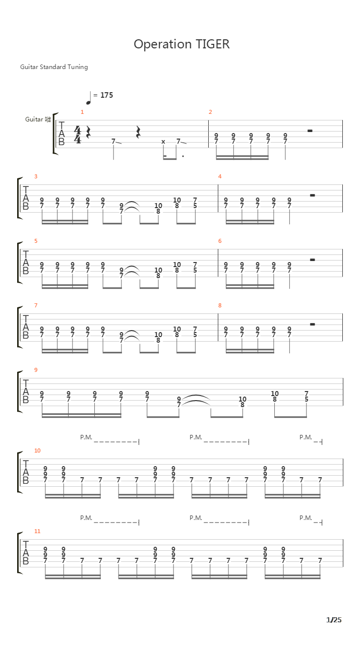 Operation Tiger吉他谱