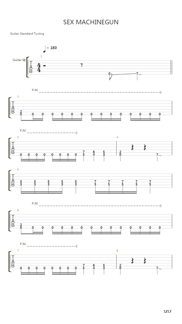 Sex Machineguns吉他谱