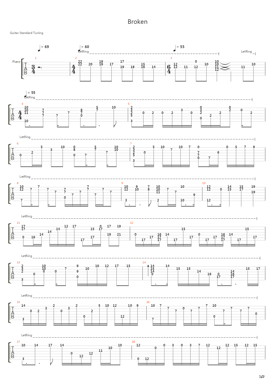 Broken吉他谱