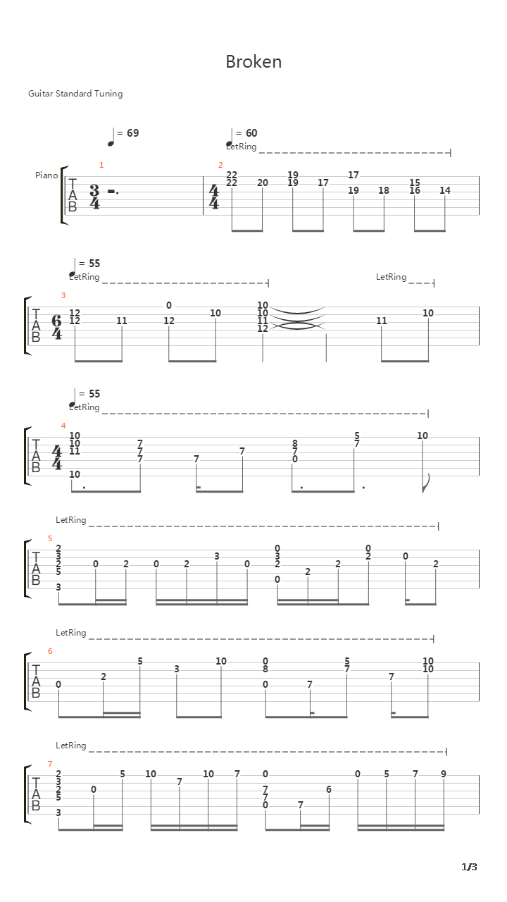 Broken吉他谱