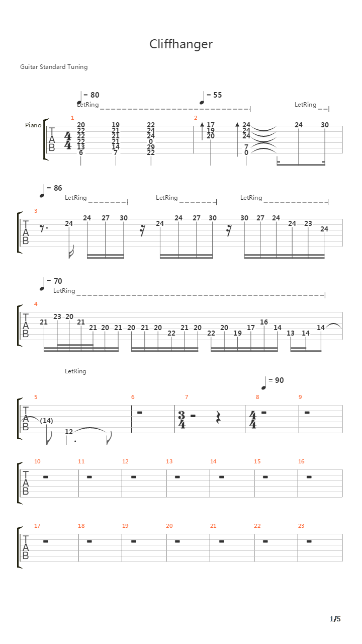 Cliffhanger吉他谱