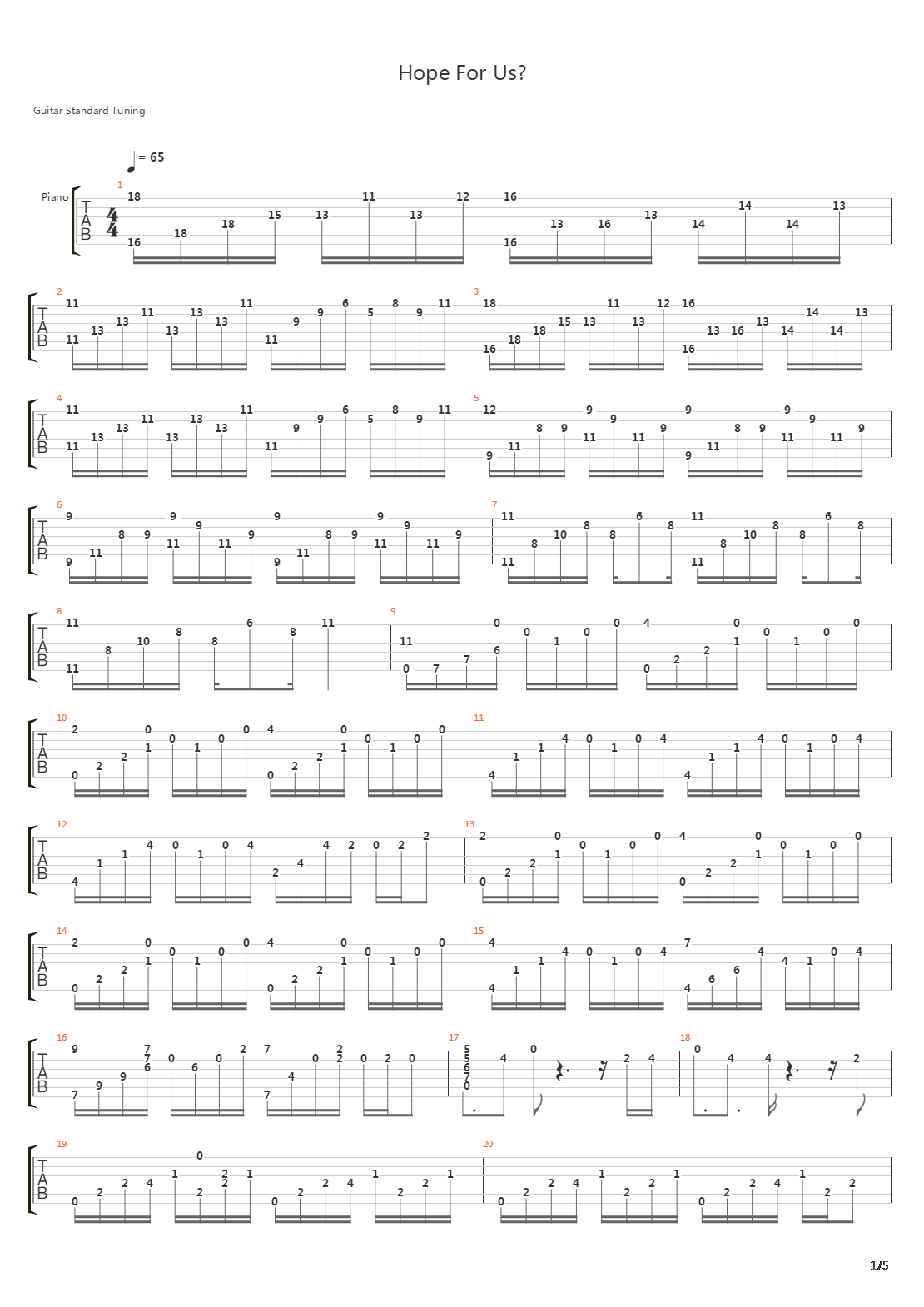 Hope For Us吉他谱