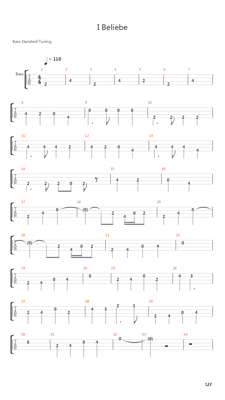 I Beliebe吉他谱