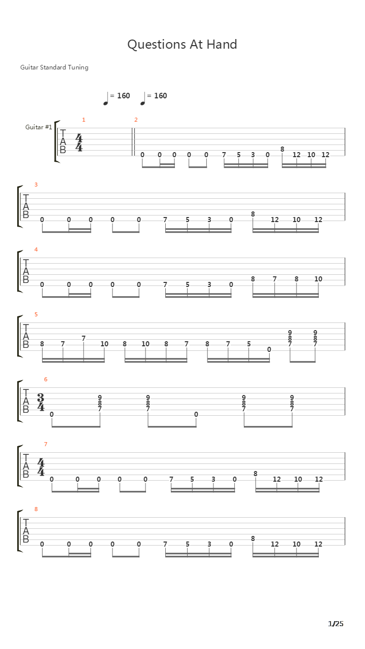 Questions At Hand吉他谱