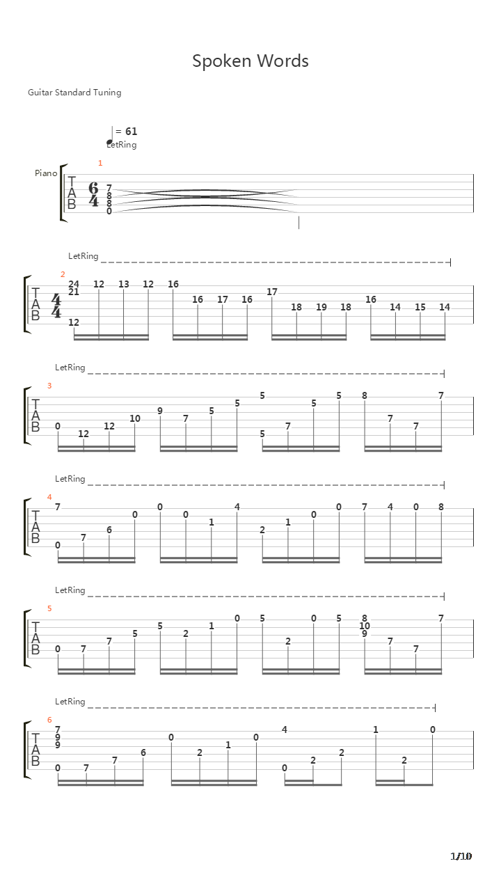 Spoken Words吉他谱