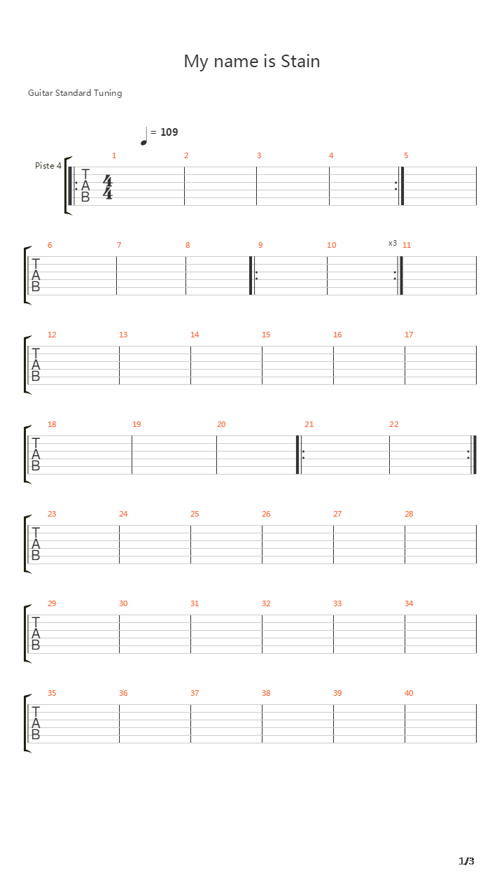 My Name Is Stain吉他谱
