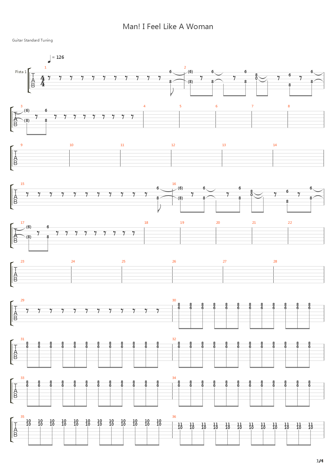Man I Feel Like A Woman吉他谱