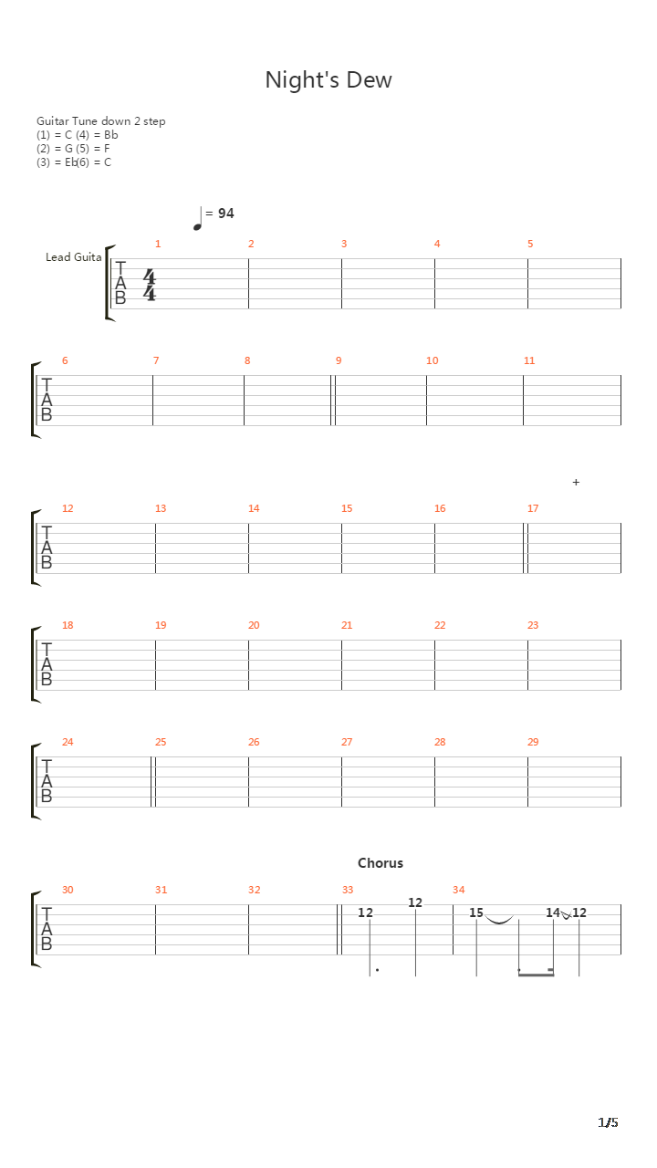 Nights Dew吉他谱