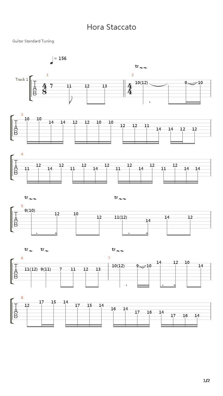 Hora Staccato吉他谱