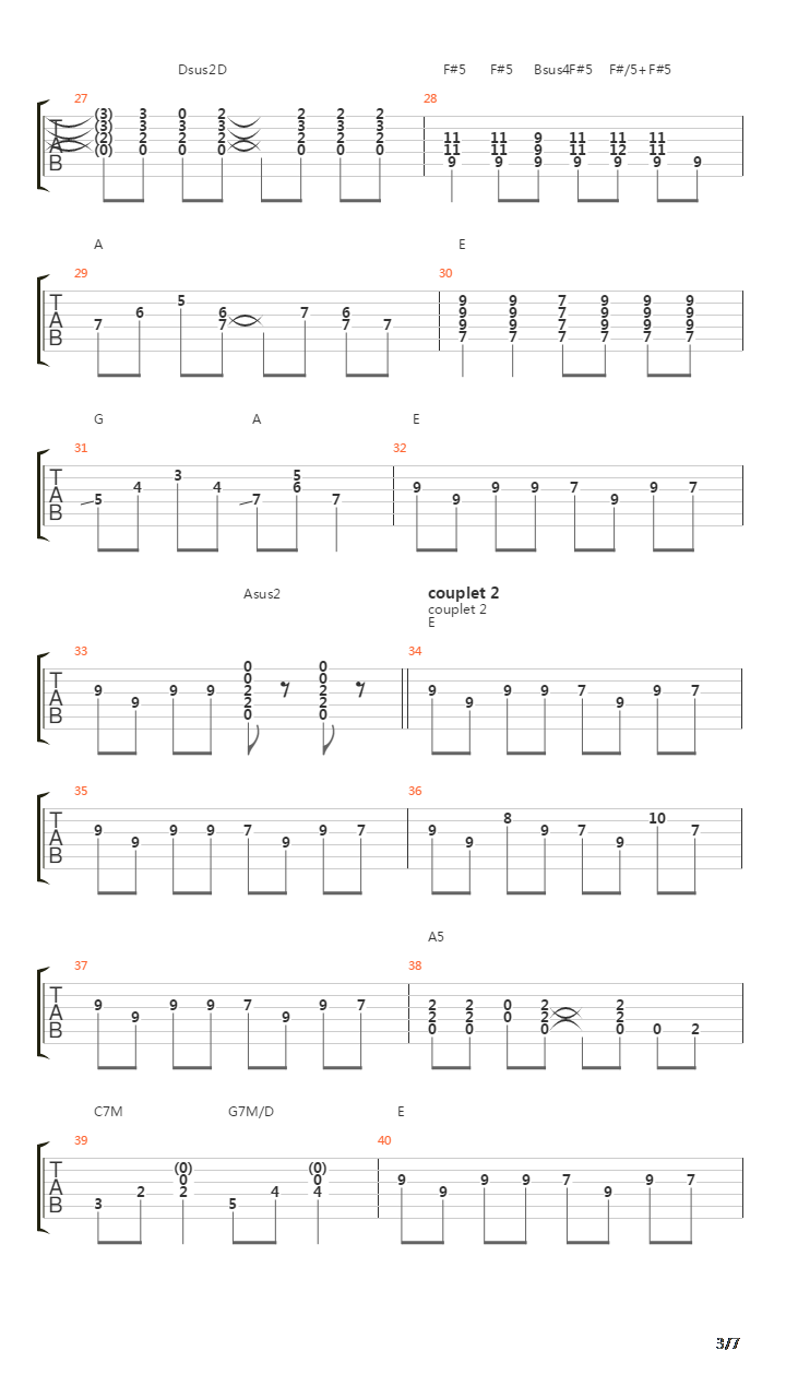 Mark吉他谱