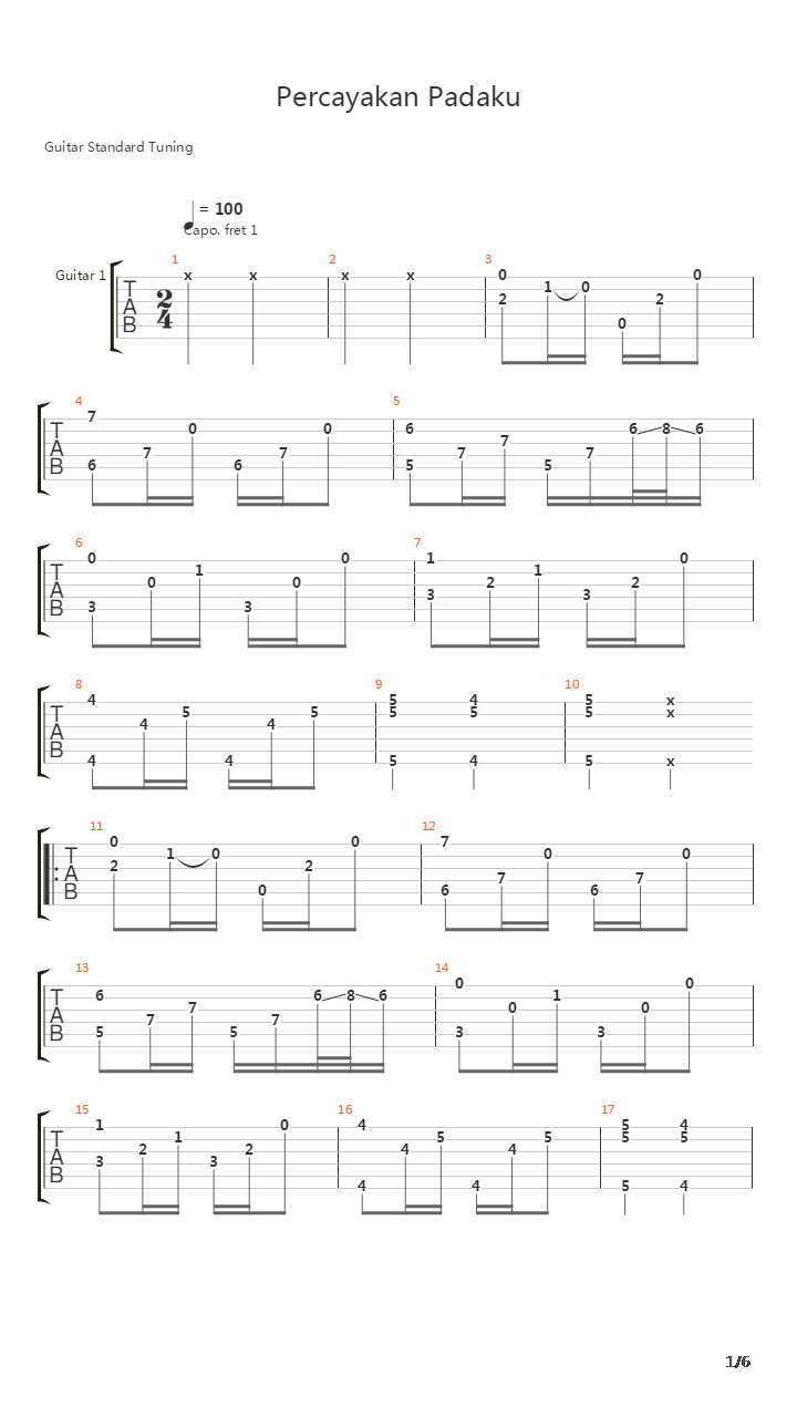 Percayakan Padaku吉他谱