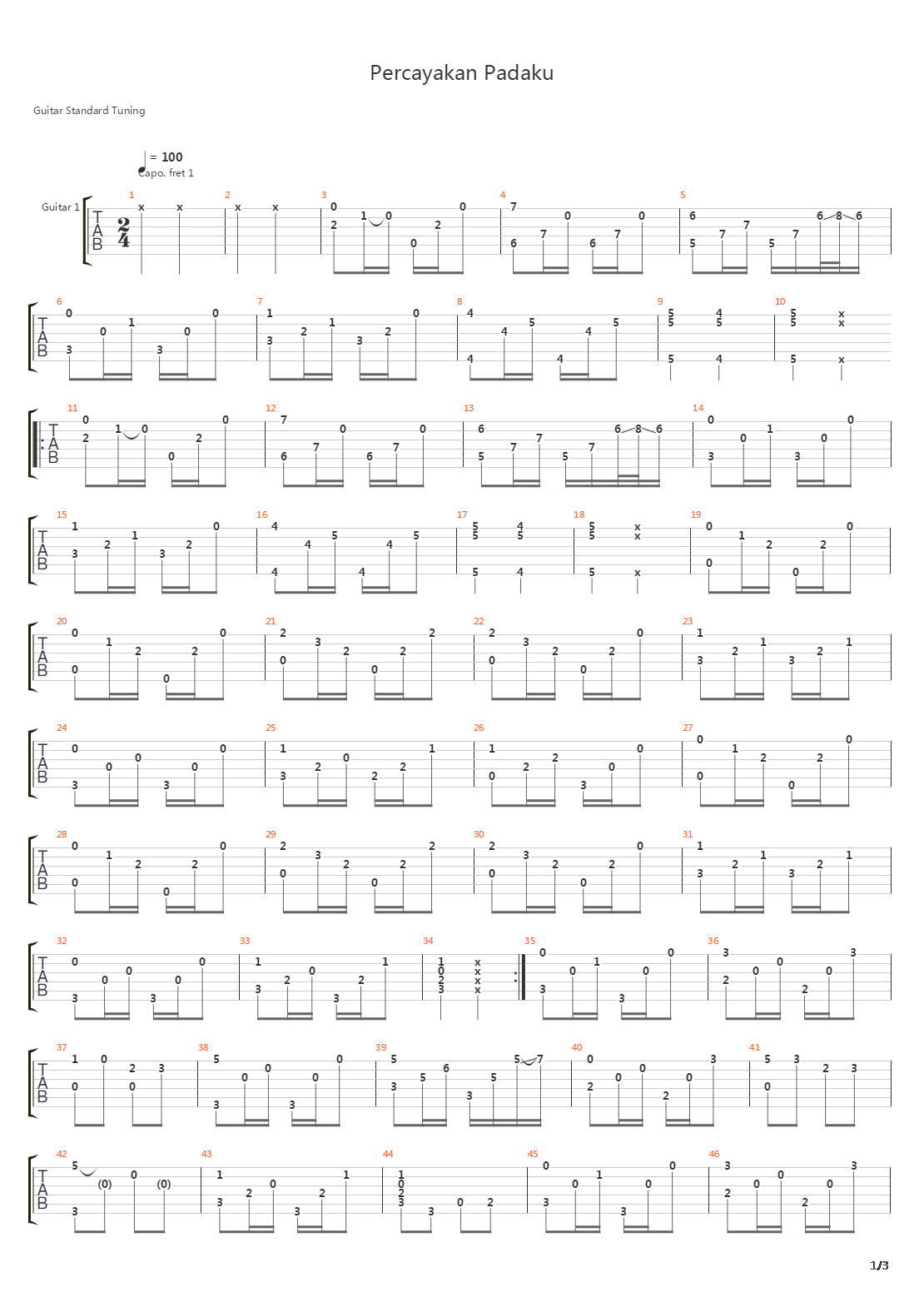 Percayakan Padaku吉他谱
