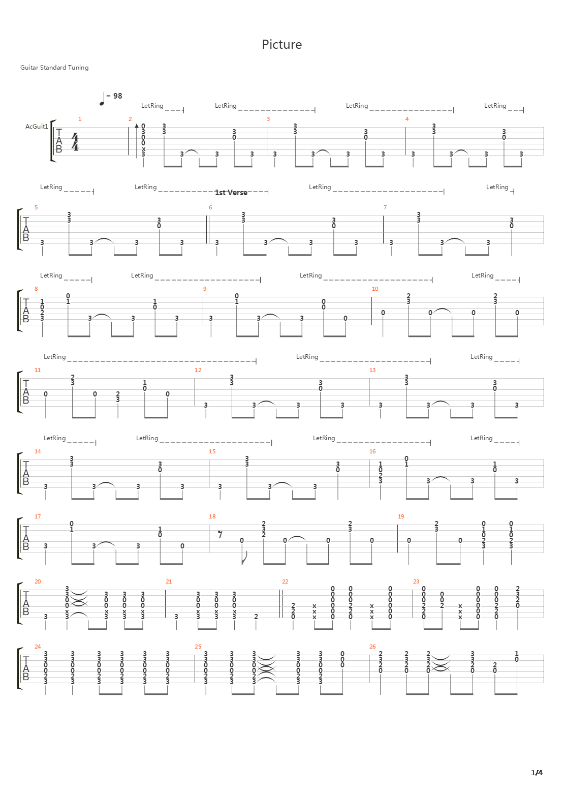 Picture吉他谱