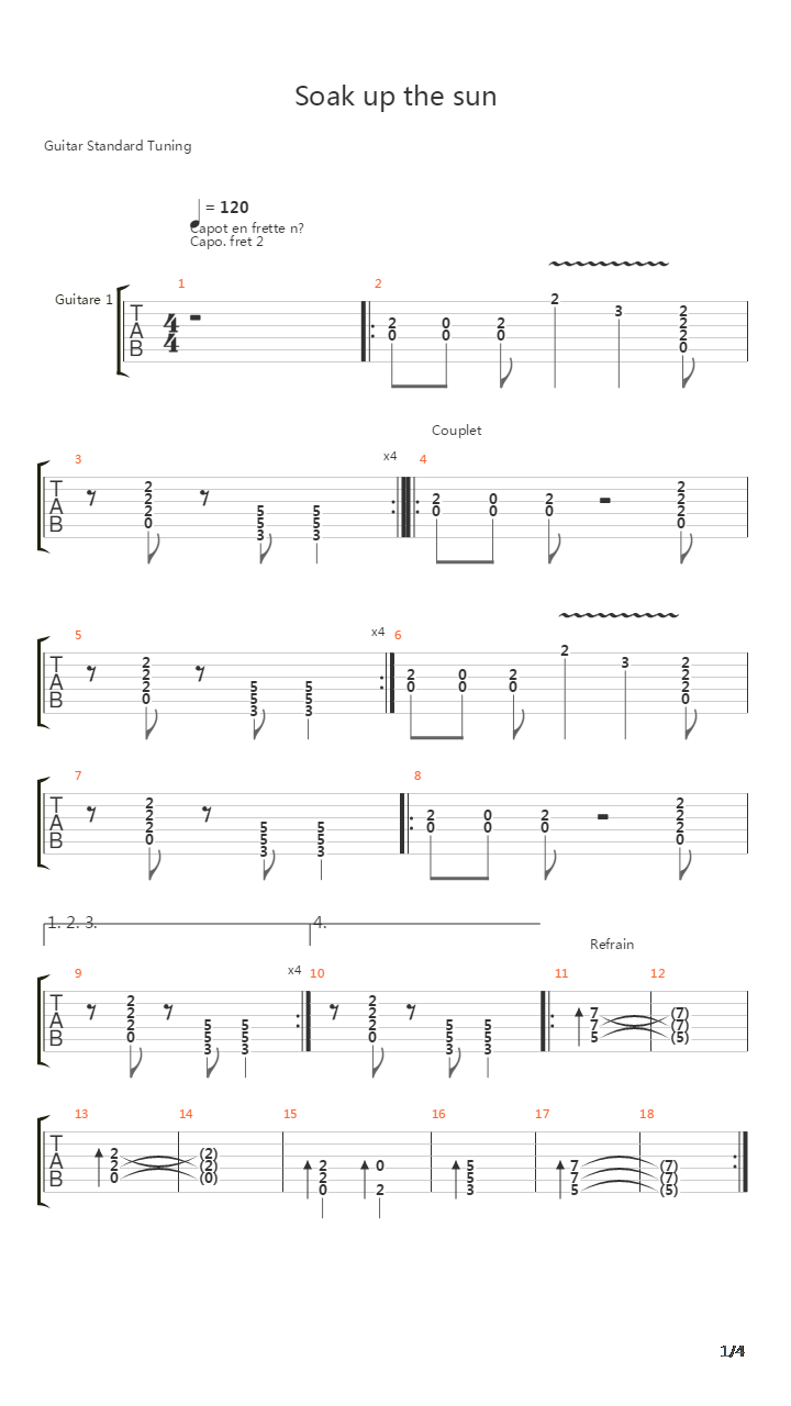 Soak Up The Sun吉他谱