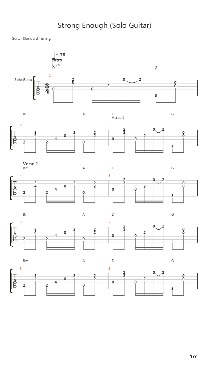 Strong Enough吉他谱