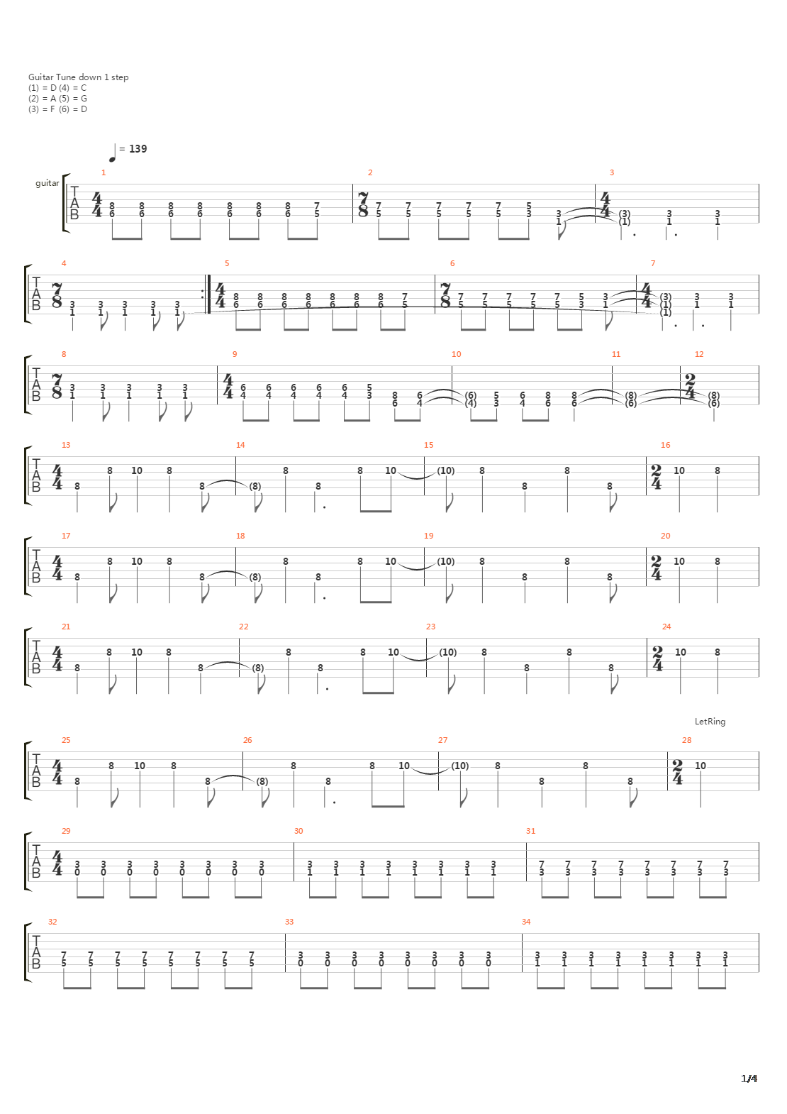 Run吉他谱