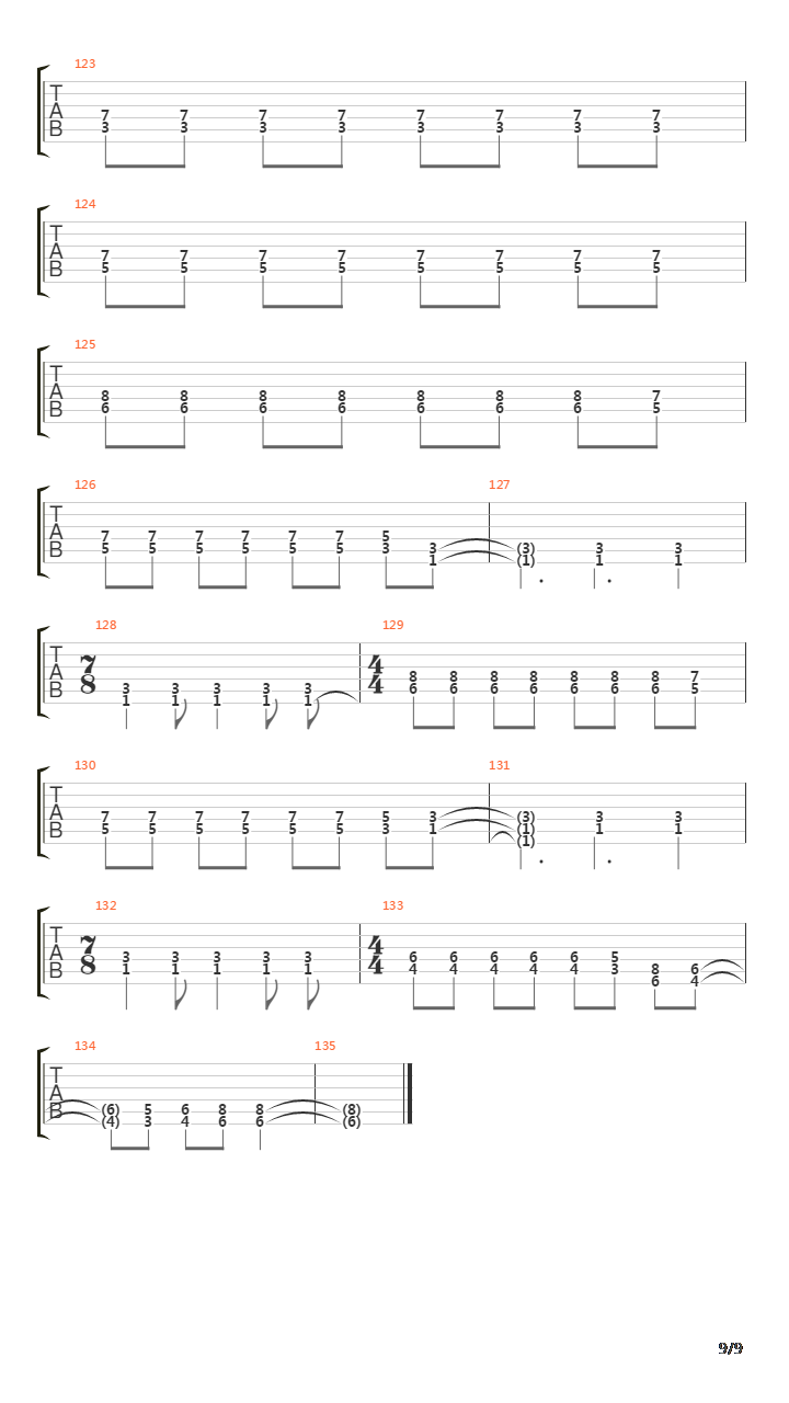 Run吉他谱