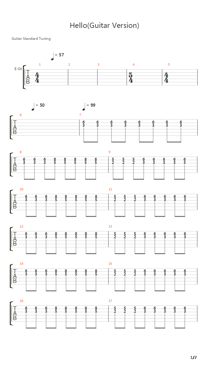 Hello吉他谱
