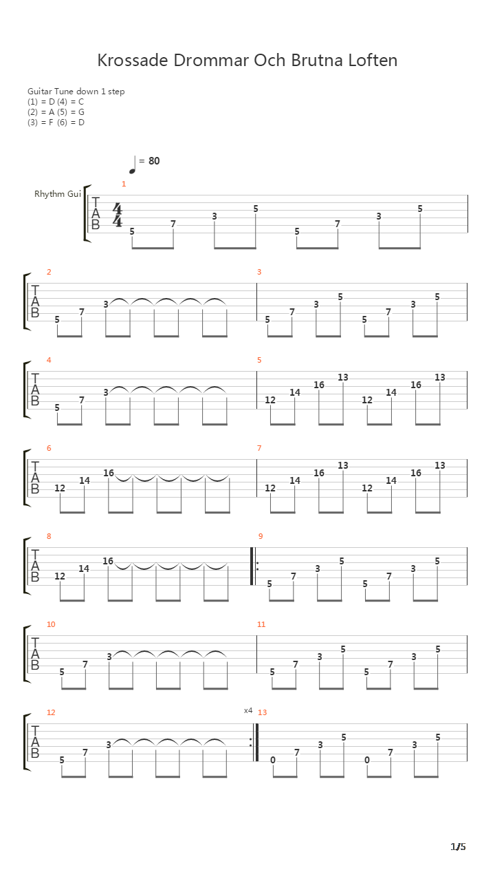 Krossade Drommar Och Brutna Loften吉他谱