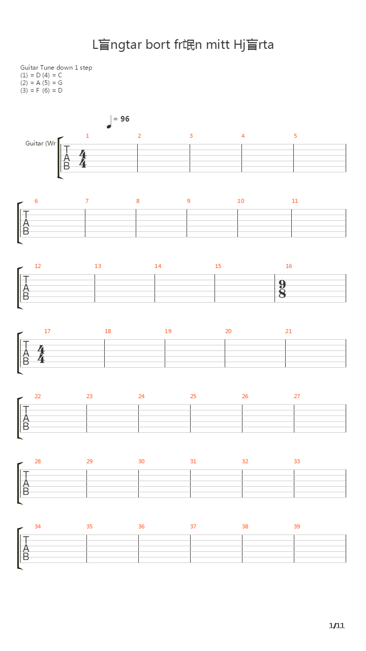 Langtar Bort Fran Mitt Hjarta吉他谱