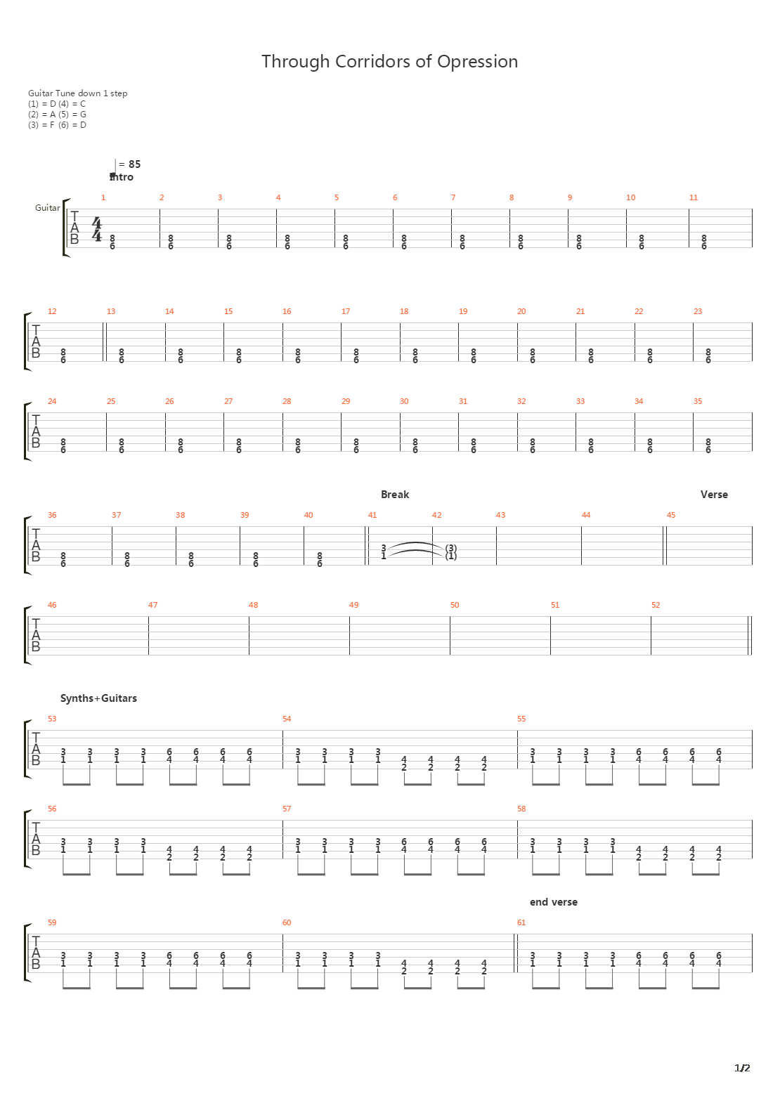 Through Corridors Of Oppression吉他谱