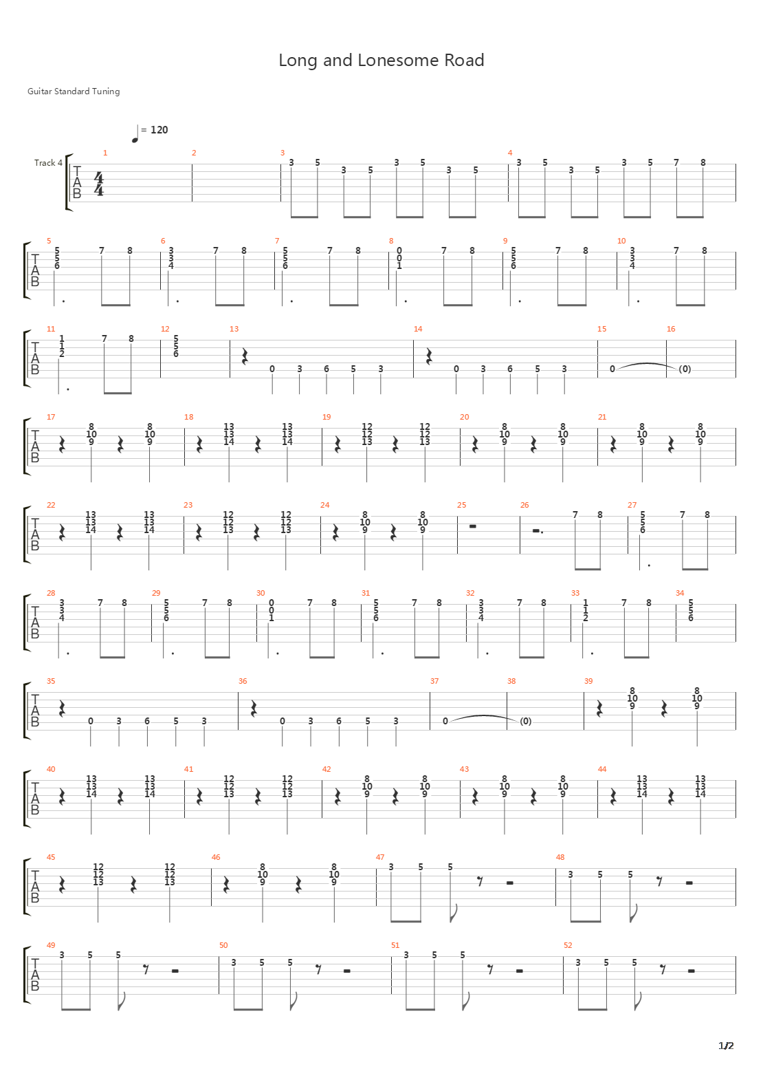 Long And Lonesome Road吉他谱