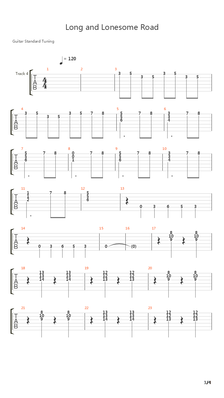 Long And Lonesome Road吉他谱