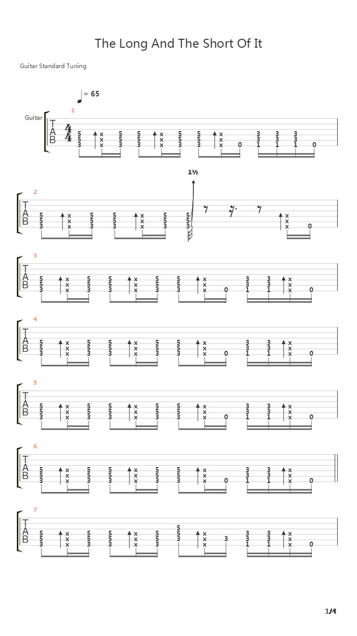 Long And The Short Of It吉他谱