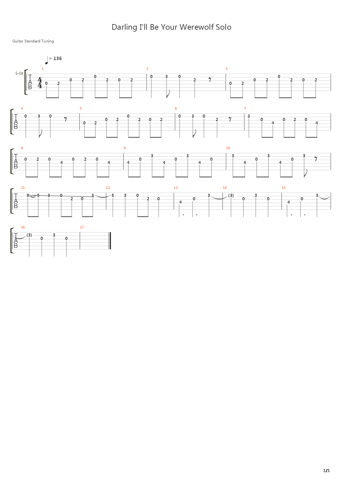 Darling Ill Be Your Werewolf吉他谱