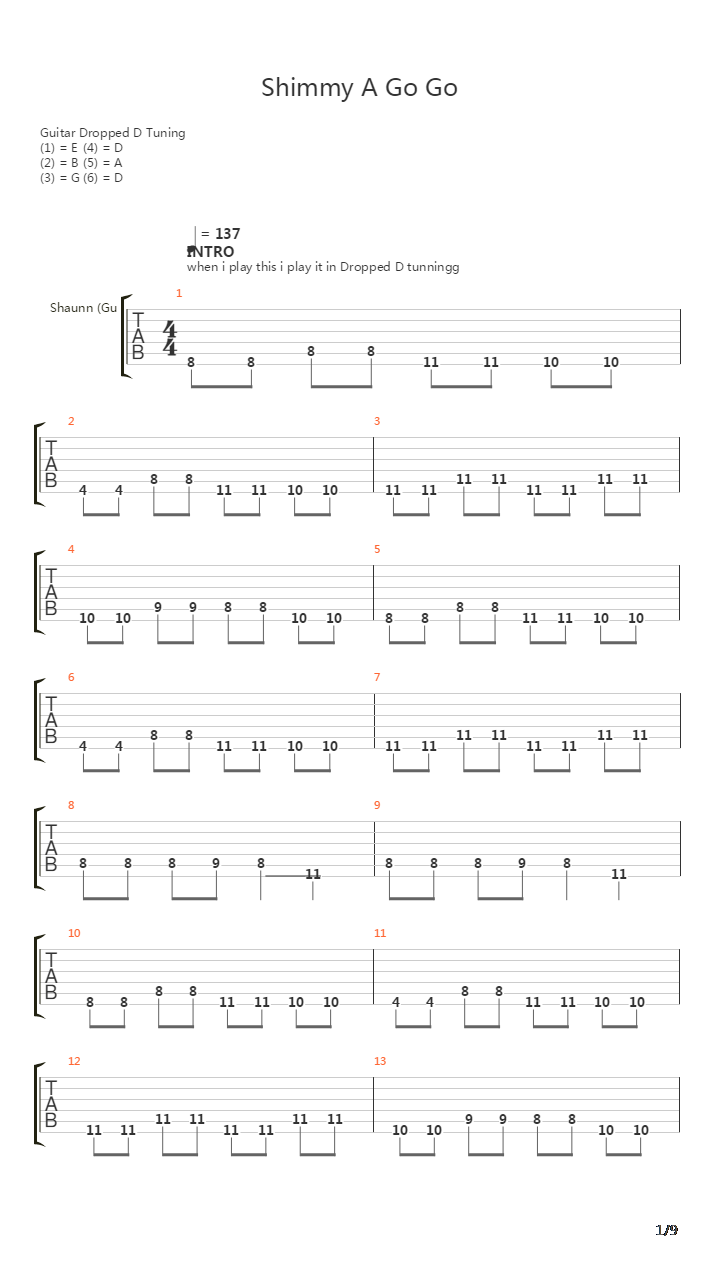 Shimmy A Go Go吉他谱