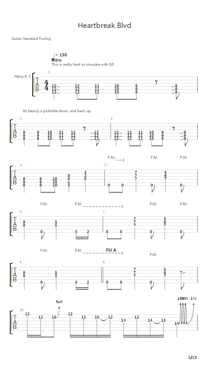 Heartbreak Blvd吉他谱