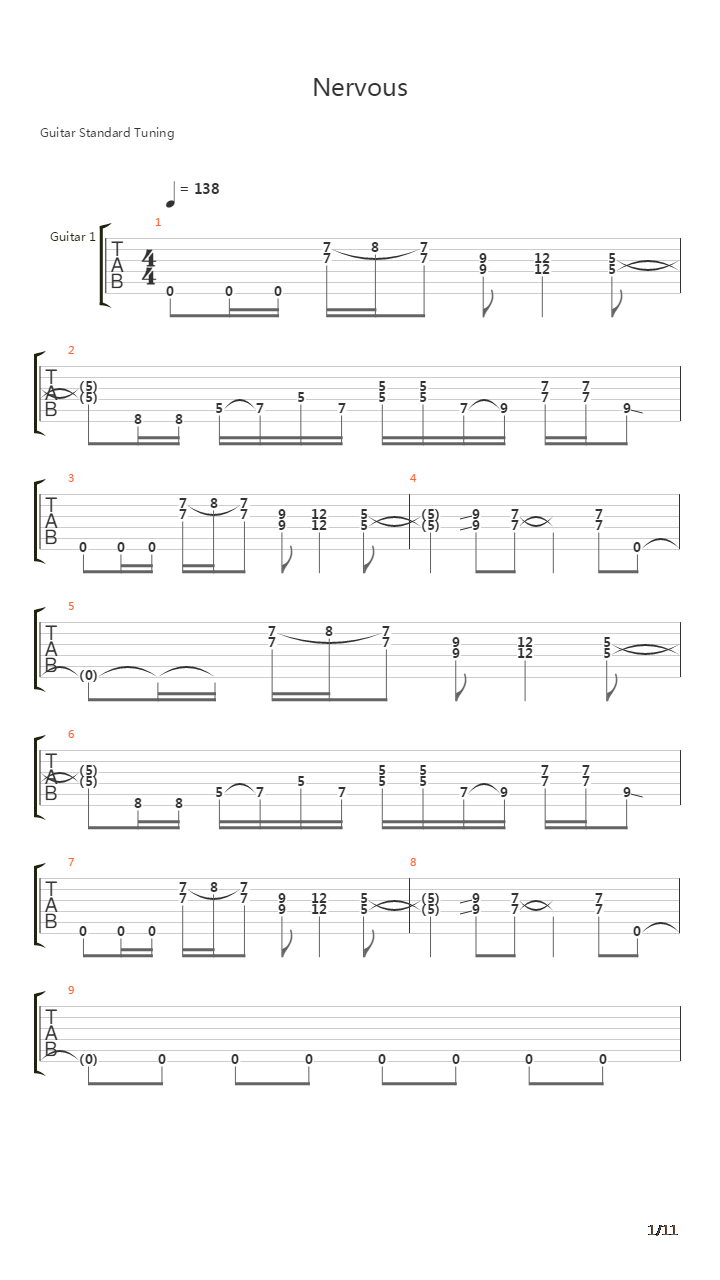 Nervous吉他谱