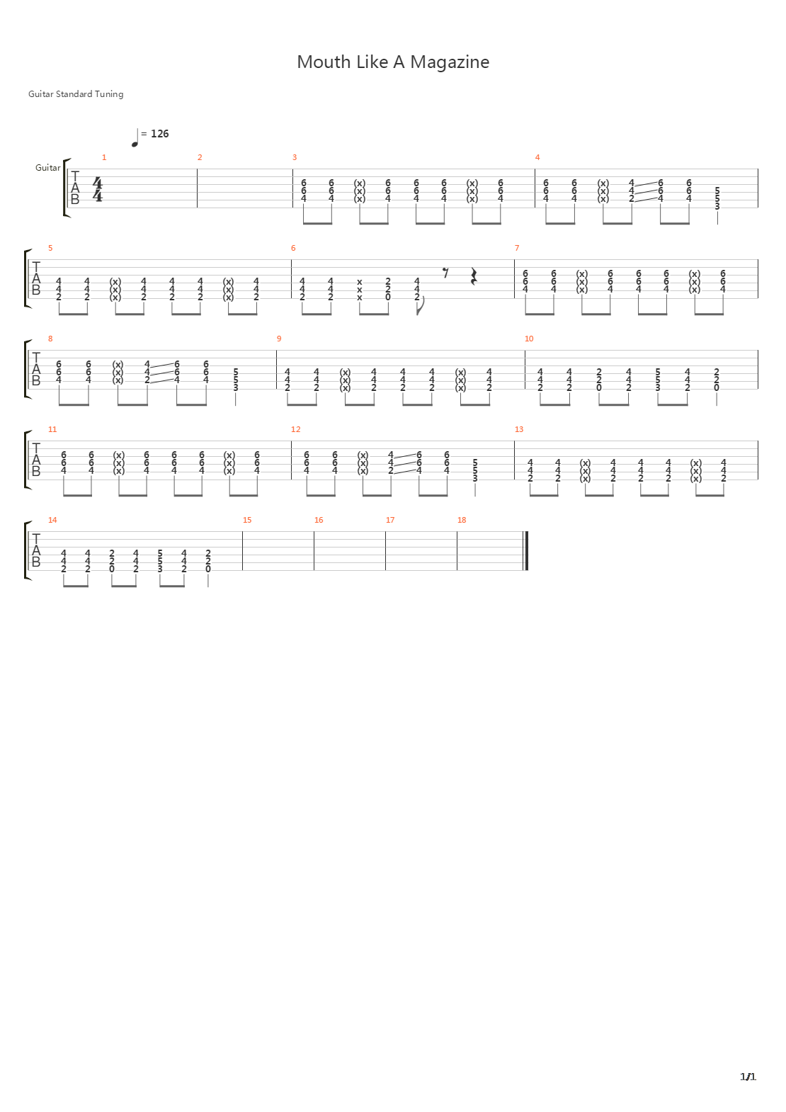 Mouth Like A Magazine吉他谱
