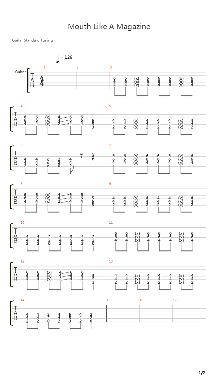 Mouth Like A Magazine吉他谱