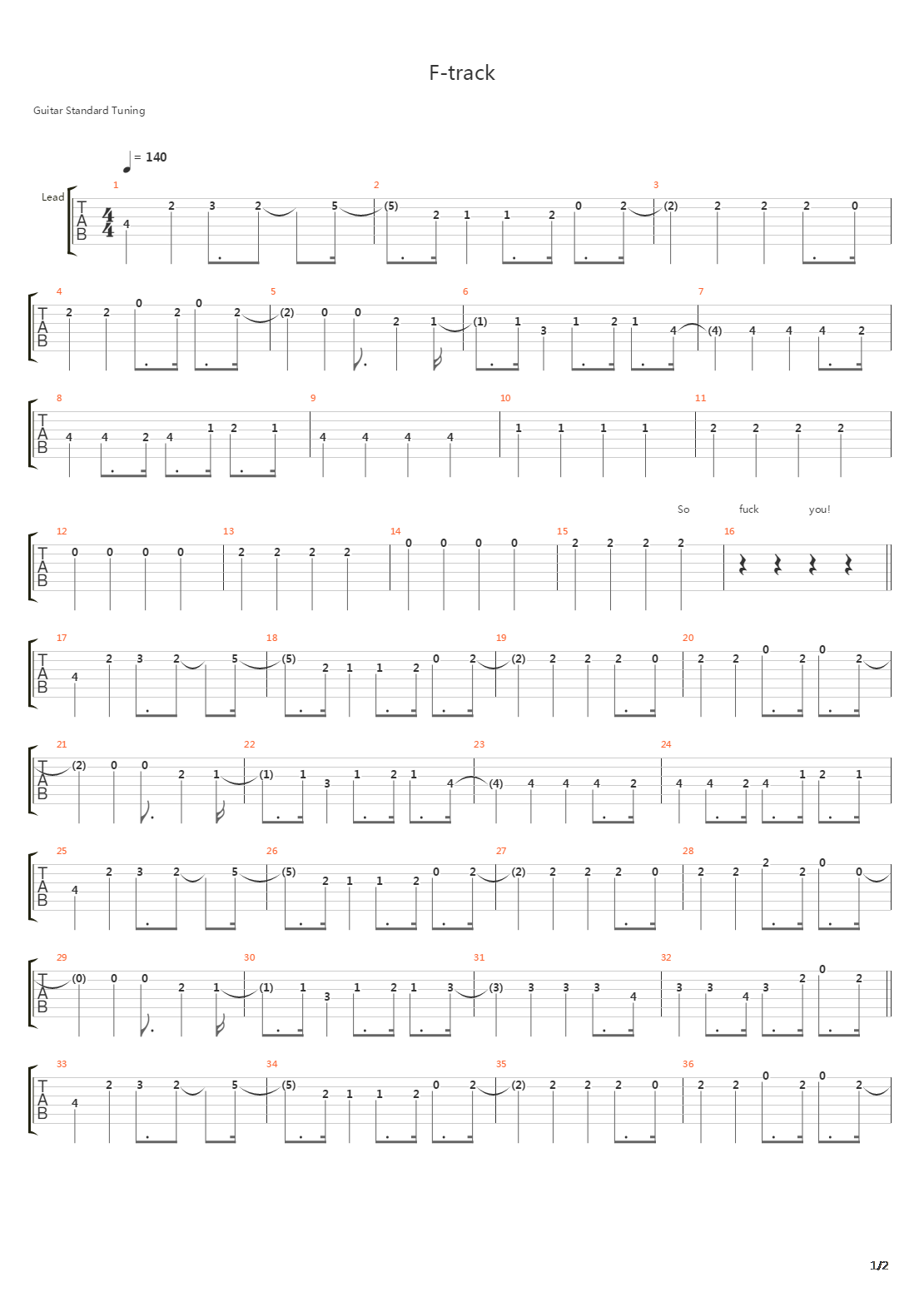 The F-track吉他谱
