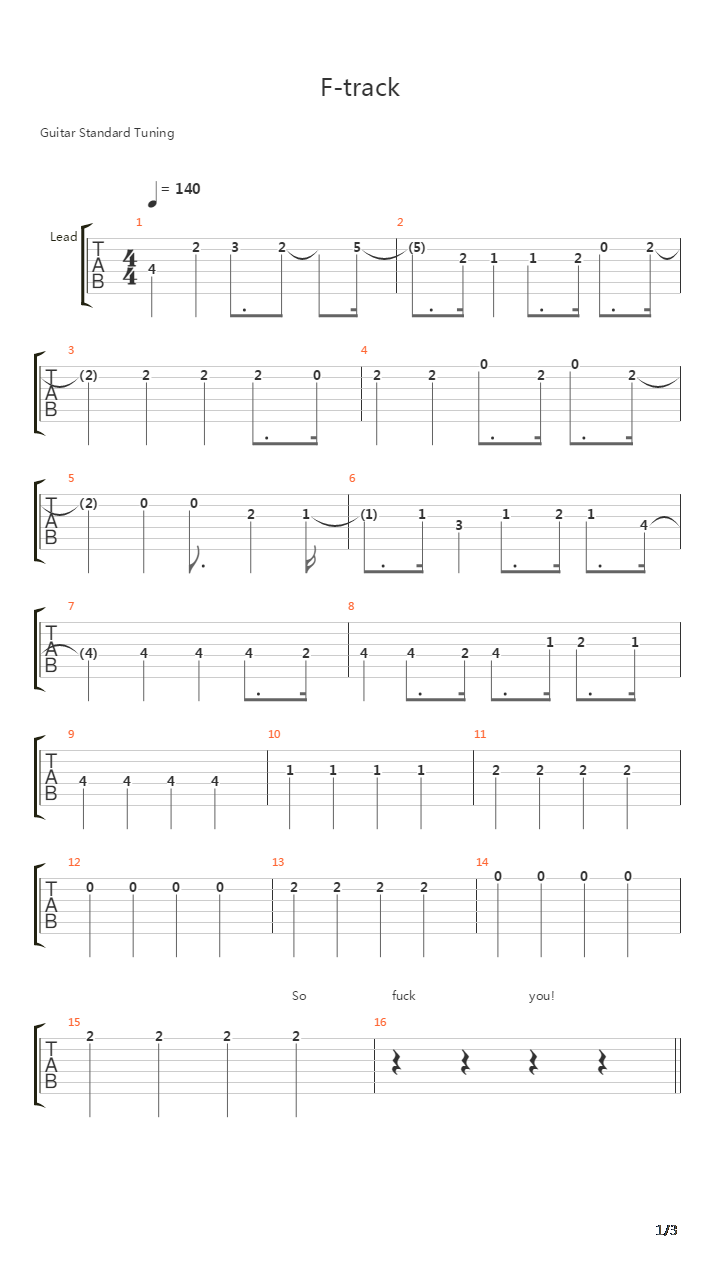 The F-track吉他谱