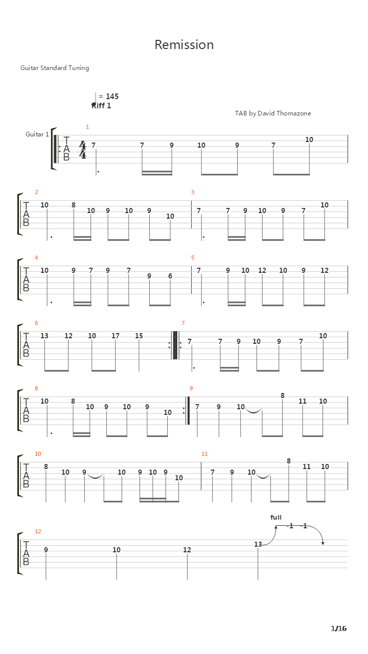 Remission吉他谱