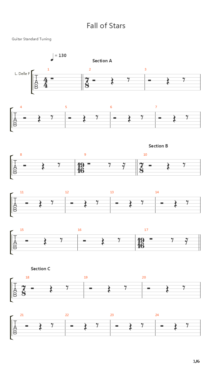 Fall Of Stars吉他谱