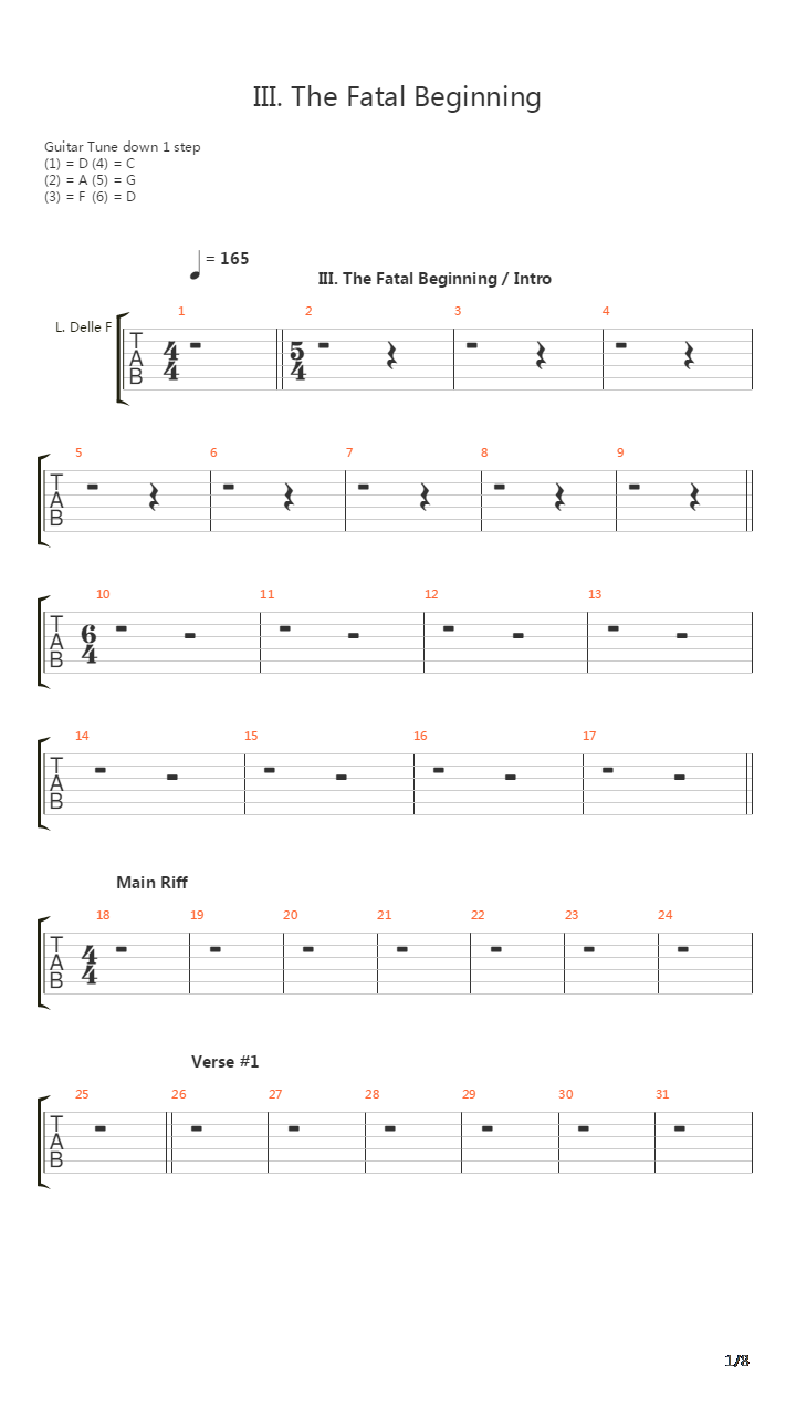 Iii The Fatal Beginning吉他谱