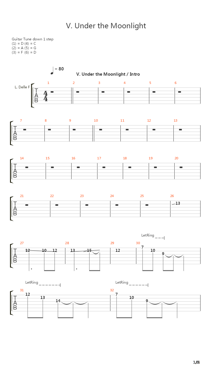 V Under The Moonlight吉他谱