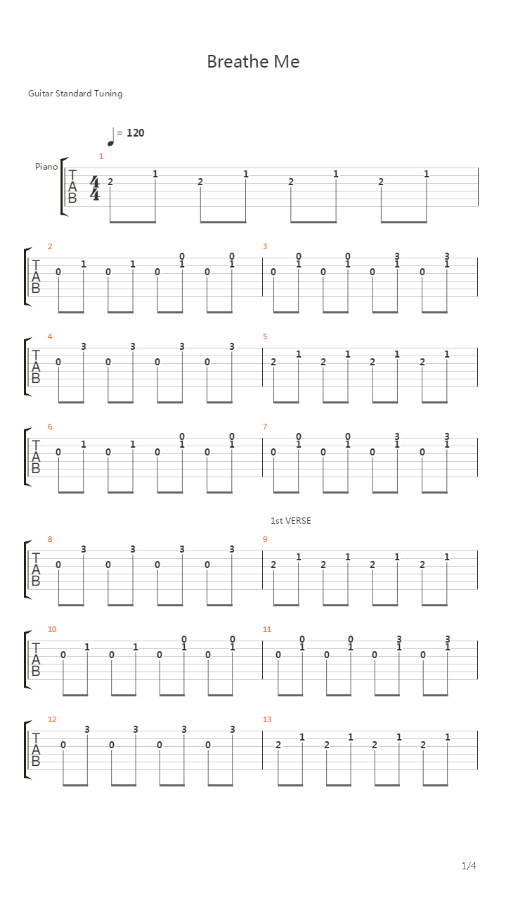 Breathe Me吉他谱